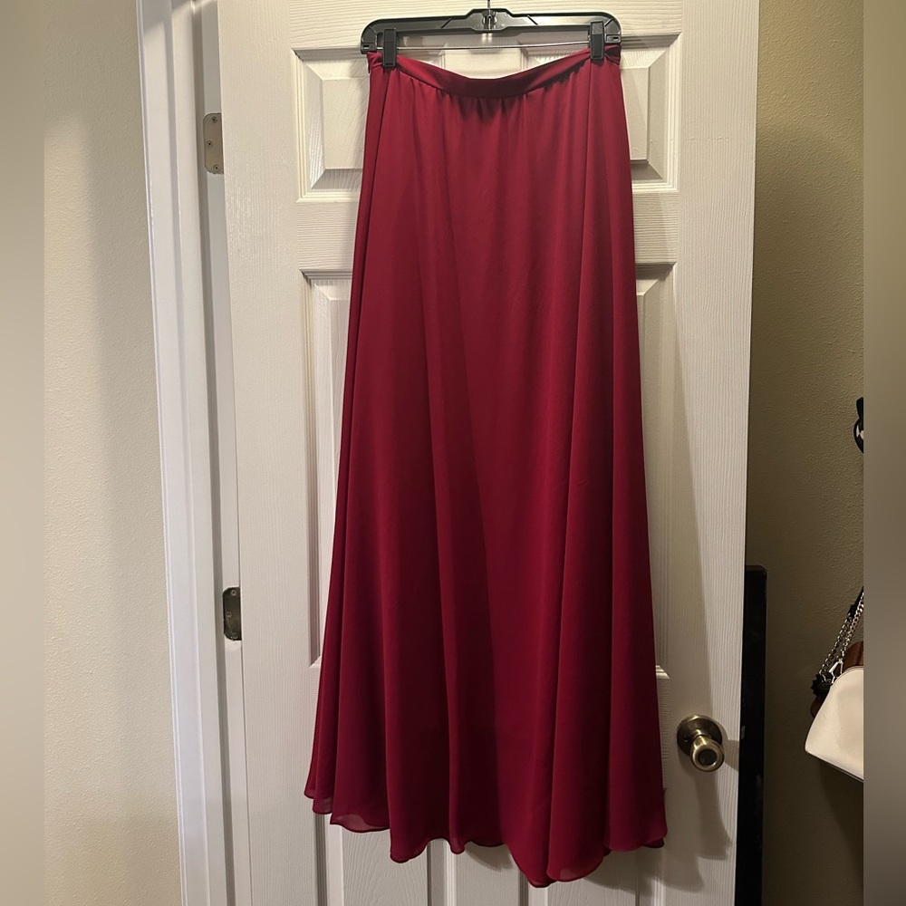 Floor length wine colored skirt